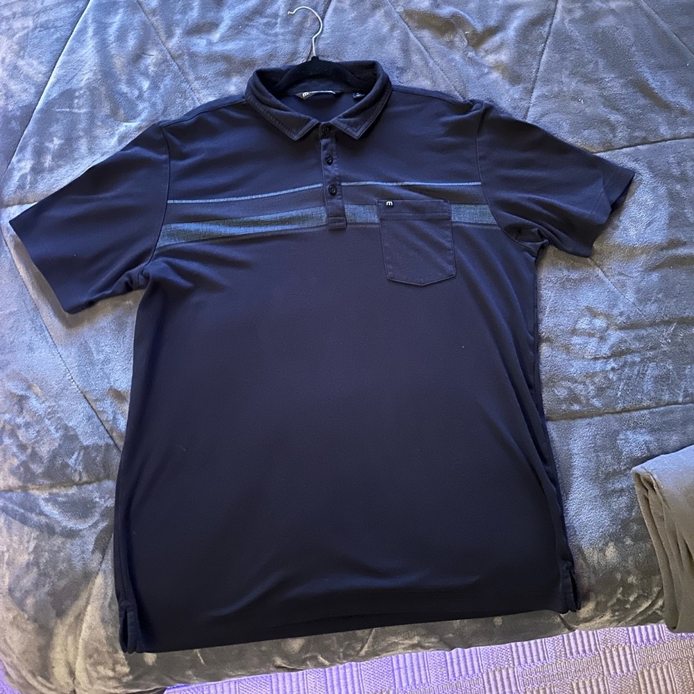 Travis Mathew Dark Blue Polo with Stripes